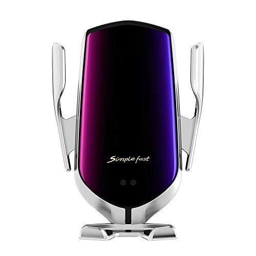 Wireless Car Charger, 2in1 Qi 10W Fast Wireless Auto-Clamp Charge Car Air Vent Mount Phone Holder for Apple iPhone 11/8/8 Plus/X/XS/XR, Samsung S9/S9+/S8/S8+/Note 8, Huawei P30/ Mate 20 Pro