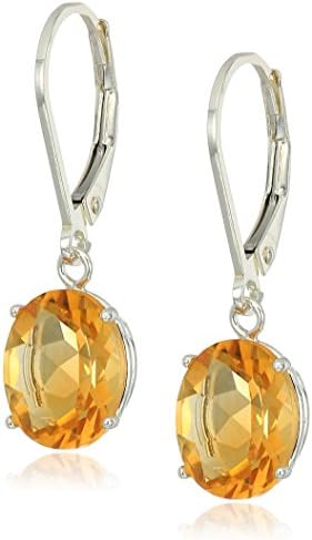 Sterling Silver Oval Created or Genuine Gemstone Dangle Earrings
