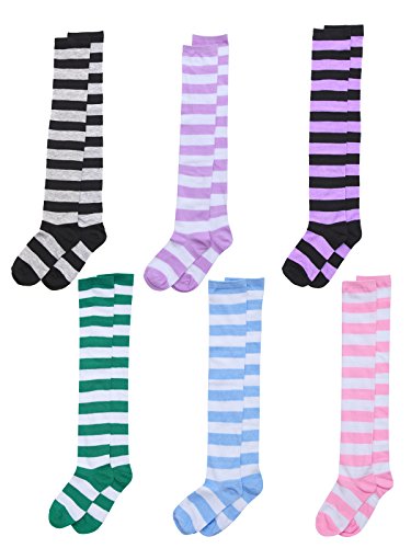 CISMARK Womens Long Striped Socks over Knee Thigh High Socks Stocking2