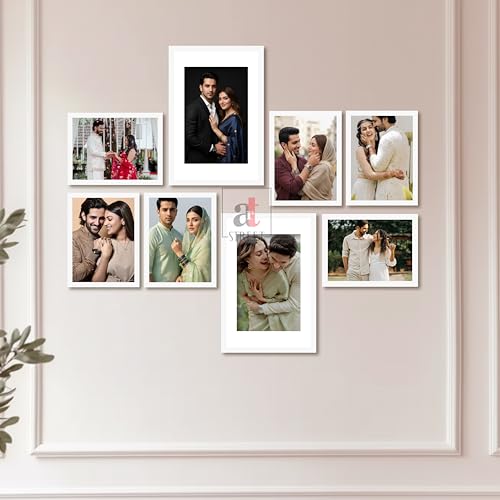 Image of Art Street Photo Frame Set of 8 White Wall Decor Collage Display Hanging Family Picture Frames Gallery Collection Decor Items Wall Mount Frames Birthday Anniversary Gift, 8x12 and 12x16 In