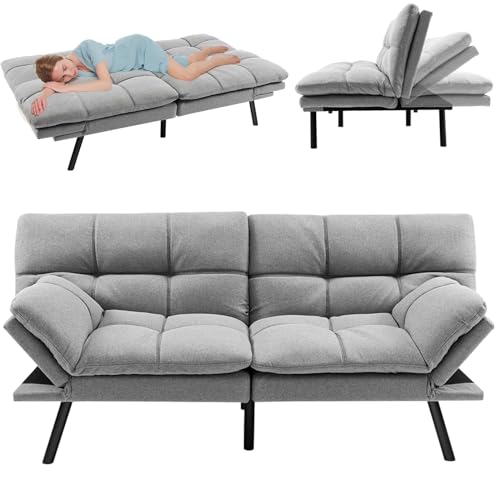 RELAX4LIFE Canapé-lit Convertible 5-en-1 avec Dossier Réglables à 3 Niveaux | Accoudoirs Réglables à 4 Niveaux| Pieds en Métal, Canapé-Lit Moderne à...