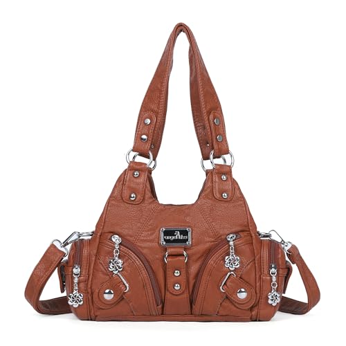Image of Angel Kiss Purses for Women Small Hobo Shoulder Bags Vagen Leather Multi-Pocket Tote Bag with Zipper