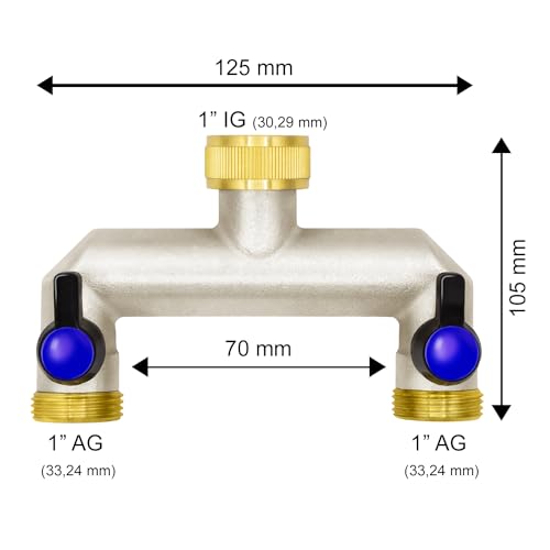 VARIOSAN 2-Way Water Distributor 16607, 1 Inch, Brass, 2 Ball Valves, 1" (2-Wege) - Image 4