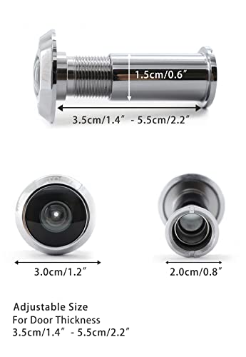 Mirilla gran angular de 220 grados en latón macizo cromado para puertas, pack de 2 5