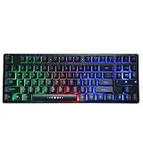 Teclado para Juegos con Cable, Teclado ergonómico mecánico USB para Deportes electrónicos con retroiluminación RGB, máquina de Escribir de 87 Teclas para Jugadores de PC en casa