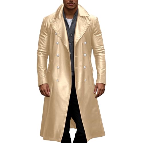 Manteau médiéval homme en cuir synthétique premium et ceinture rétro