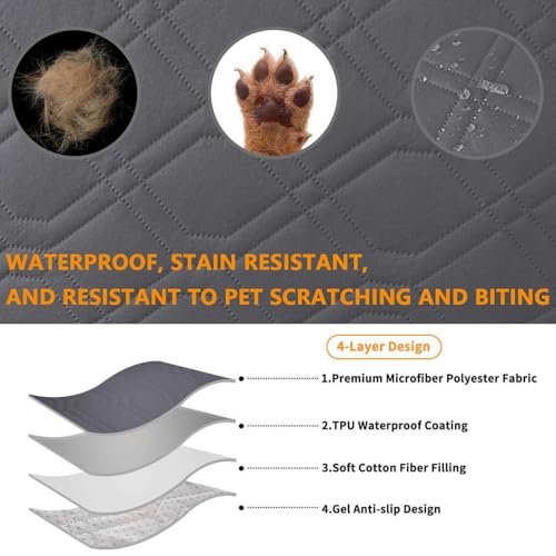 ZYXFYY 4 Pieces Click Clack Sofa Bed Cover 3 Seater, Quilted Convertible Folding Cover with 2 Removable Armrests and 1 Holders Covers (Grey)