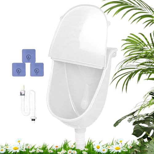 Acunny Urinario De Pared Con Tapa - Urinario de Lavado para Baño Montado en Pared - Con Descarga Divisor De Antiderrames Ajustable Para Casa Residencia Camping Y Vehículo