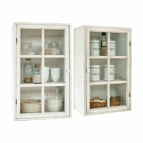 LOBERON Lot de 2 armoires suspendues Piavo, blanc vieilli