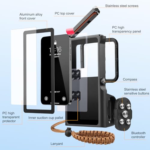 Underwater Diving Phone Case with Bluetooth Controller, IP68 50FT Waterproof for iPhone 17 (Standard Only), iPhone 16/15/14/13/12/11 & Galaxy S25/S24/S23/S22, Black by YUECHCASES - Image 7