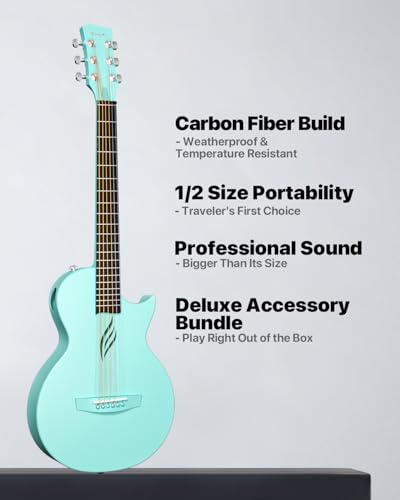 Image of Enya NOVA GO 35-Inch Carbon Fiber Travel Acoustic Guitar, Blue | Lightweight 3.7 lbs Design, Moisture-Resistant Body, Easy to Carry for Adults and Beginners, Gig Bag and Accessories Included