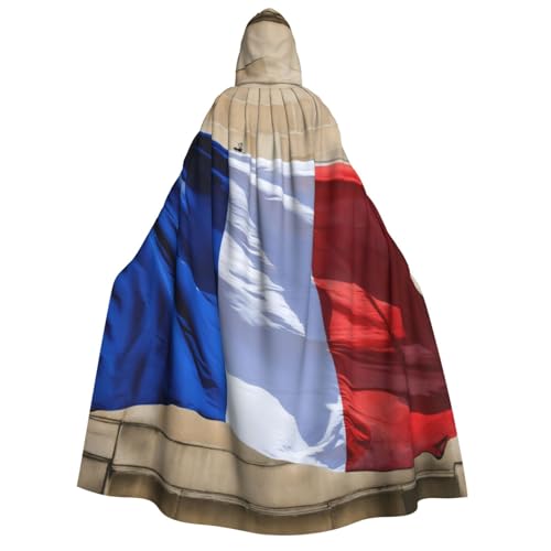 Cape à capuche adulte drapeau français pour cosplay et carnaval de saison