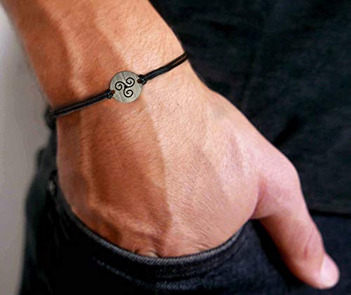 Triskelion Charm Bracelet On Black Cord Adjustable Bracelet For Men & Women Hypoallergenic Jewelry #TOP2