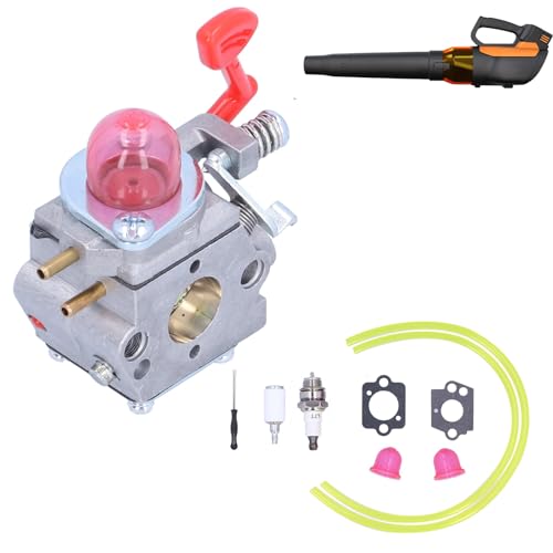 Blower Carburetor, 545081855 Carburetor Fit for Craftsman 358794600 25cc 200 Mph / 430 CFM Gas Blower, Carburetor Kit with Gasket, Fuel Line, Primer Bulb, Sparking Plug, Fuel Filter, Screwdriver