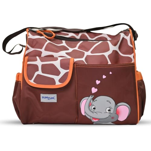 Image of Bumtum Baby Diaper Bag For Mothers | Spacious Waterproof Backpack With Multiple Pockets To Easily Organise Baby Essentials, Various Sized Pockets (Elphie Orange)