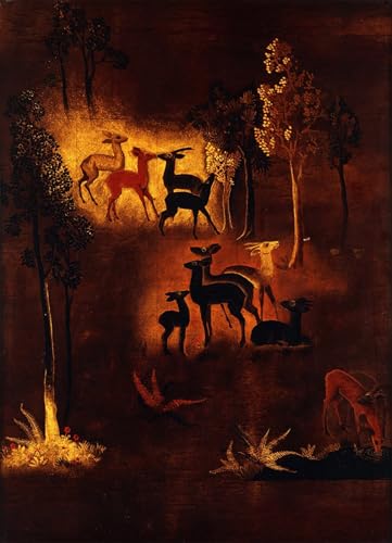 Cuadro de lienzo de Jean Dunand con ciervos en bosque para decorar tu sala de estar, 60x90cm