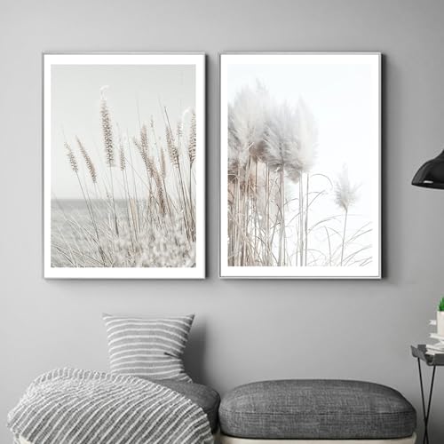 Peintures sur toile roseaux gris pour moderniser un salon terne