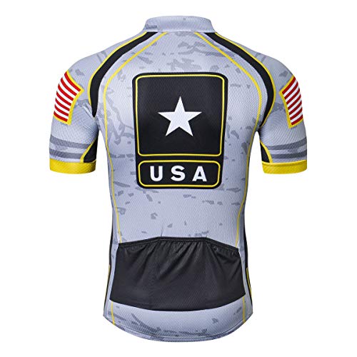 Men's Cycling Jersey Short Sleeve with Pocket,New Pro Biking Shirt,Quick Dry Bike Shirts Road Riding Top USA Gray Star XXL by JPOJPO - Used condition - Image 3