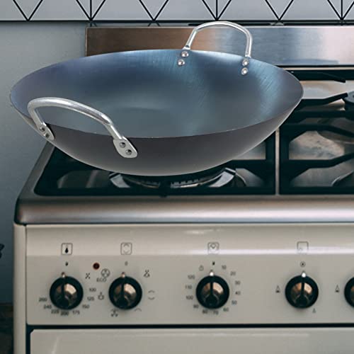 Wok de hierro PRETYZOOM 32 cm con tapa antiadherente miniatura 4