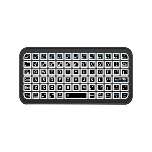 Xnuiasqe Mini Teclado Inalámbrico Bluetooth 5.2 de 5 Pulgadas con Retroiluminación de 7 Colores, Recargable, para PC, Android TV Box.