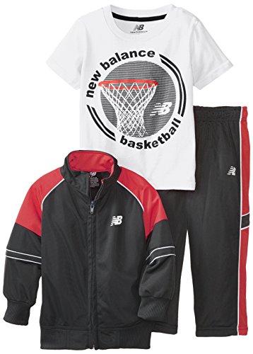 Image of New Balance Little Boys' 3 Piece Tricot Jacket and Pant with Basketball T-Shirt Set