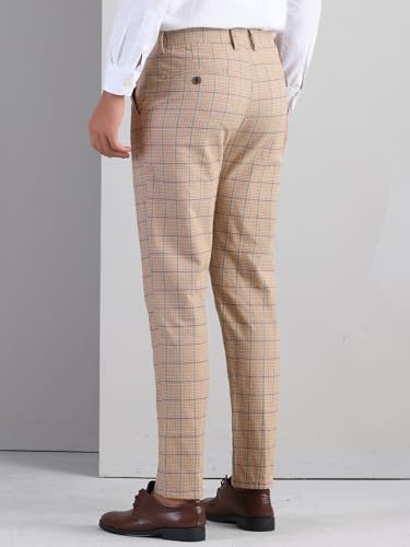 Lars Amadeus Plaid Pants for Men's Flat Front Golf Suit Trousers Formal Checked Straight Chino Pants3