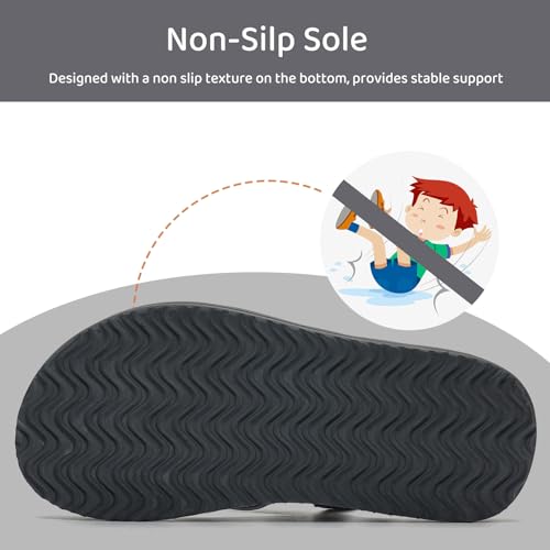 WateLves Toddler Flip Flops Girls Boys Sandals Shoes Kids Slip on Summer Sandals for Bath Shower Beach Pool (Grey,32/33) by WateLves - Used condition - Image 3