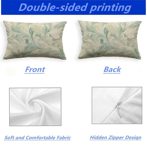 Housse de coussin vert sauge lot de 2 velours impression recto verso