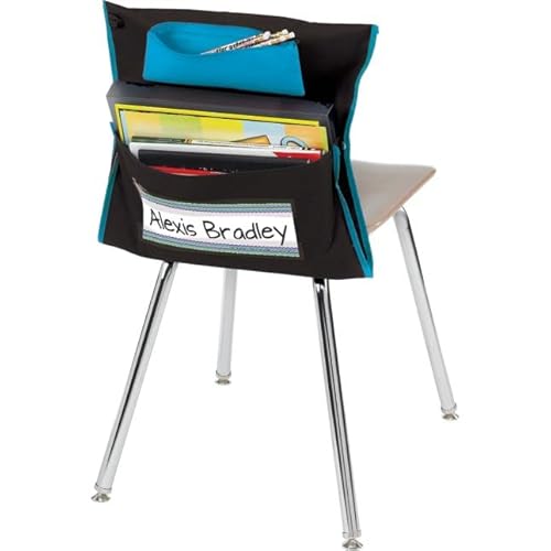 Really Good Stuff Deluxe Chair Pockets – Set Of 36 – Classroom Chair Organizer With Pencil Pouch And Name Tag Keeps Students Organized And Classrooms Neat - Black #TOP2