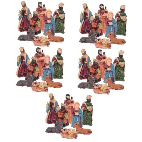 OUNONA 5 Sets Nativity Figures Large Jesus Nativity Statues Christmas Decorations Resin Ornaments Home Office Decor