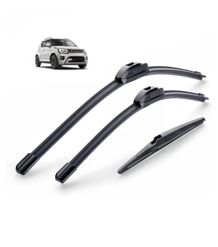 Image of AWB 20 inch+16 inch Frameless /Soft Wiper Blades with 12 inch Rear Specific Wiper Blade Replacement Set for Maruti Ignis(Set of 3)