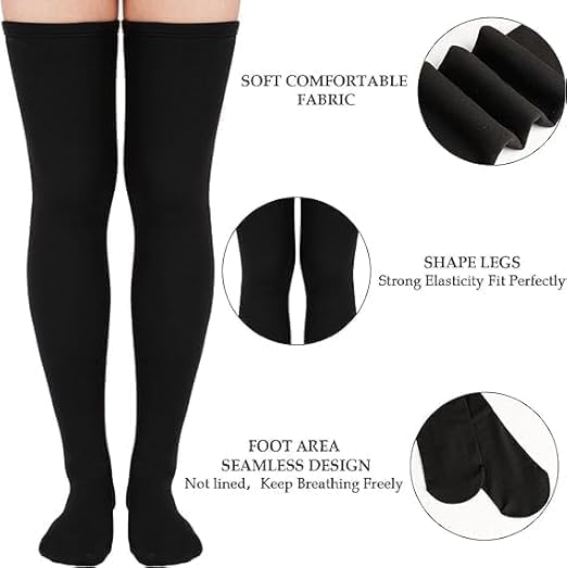 NEYU Women's Over-the-Knee Socks | Cotton | School Uniform Style | Thigh High Length (Color as Available) - Image 4 thumbnail