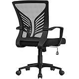 Yaheetech Mesh Office Chair Desk Computer Chair Ergonomic Mid Back with Lumbar Support Adjustable Height for Home Office, Black