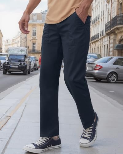 Image of Bewakoof Men's 100% Cotton Solid Regular Fit Pant | Pant for man | Chinos pants for men | Men trousers | Casual Pants for Men | Trousers for man | Men's Regular Casual Pants | Cotton Pant for Men | Everyday Casual | Utility Streetwear | Lightweight & Flexible