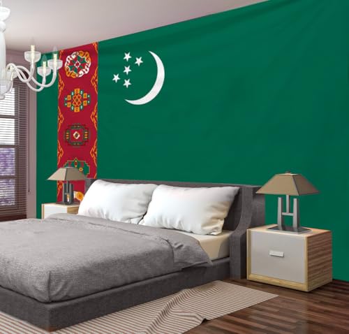Bannière imprimée drapeau Turkménistan en tissu lavable 230x180 - 3