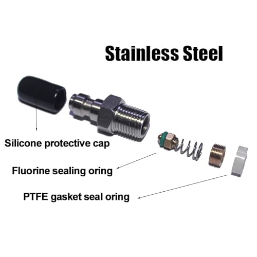8mm Fill Nipple Male Quick Disconnect Valve with One Way Foster Stainless Steel for Paintball Airsoft PCP Diving Mountaineering - Image 2