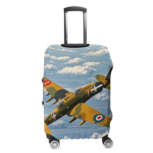 World War 2 Aircraft Airplane Luggage Cover, Washable Elastic Suitcase Cover Protector Fit 18-32 Inch Luggage4