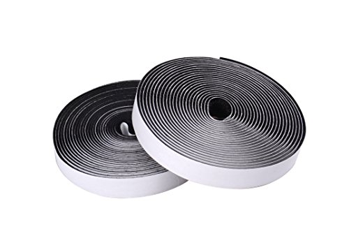 Hongxin LAttice Crochet et Boucle de Fixation Bande de Adhésif autocollant, 1.6cm x 5m , 5 meter de long, (5m crochet & 5m boucle), 16 mm . de large, Noir,Black