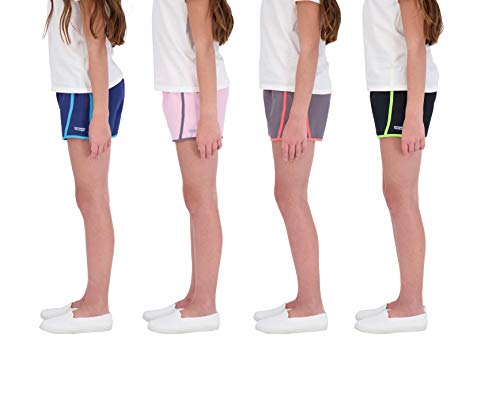 Hind Kids Girls 4-Pack Athletic And Running Activewear Shorts (Black-Blue-Gray-Lilac, 6X) #TOP1