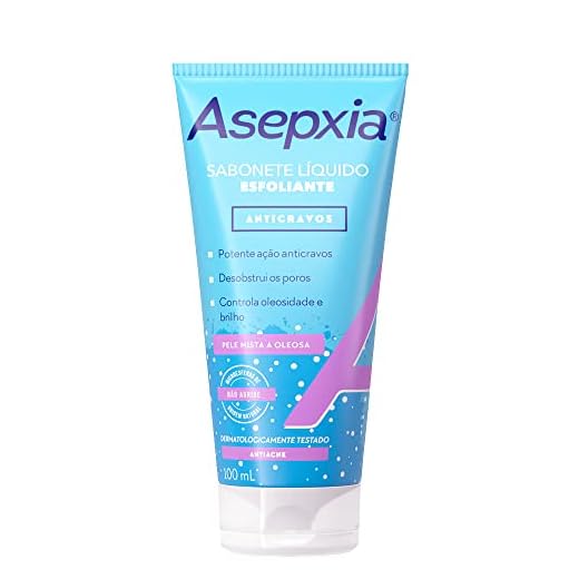 Asepxia - Sabonete Líquido Esfoliante com potente Ação Anticravos, 100ml, Dermatologicamente Testado