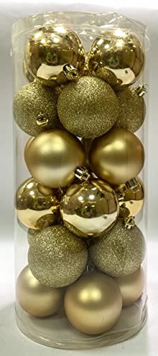 Juego de 24 Bolas de Navidad Doradas de 60 mm Brillantes Cover