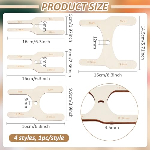 BENECREAT Máquina de pompom de madeira de 4 tamanhos, tecelão de bolas de lã, em forma de H, kit de