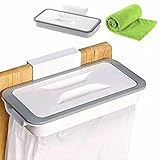 Soporte para Bolsa de Basura con Tapa. Incluye Paño de Microfibra. Cubo de Basura para Colgar en Puertas de Armario....