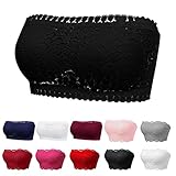 Tube Top de Dentelle Florale de Femmes Soutien-Gorge Bandeau sans Bretelles Soutien-Gorge sans Couture Enveloppe de Poitrine Extensible