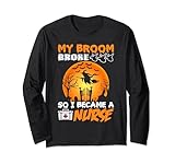 Photo Gallery "my broom broke so i became a nurse" divertente halloween maglia a manica Photo Gallery "my broom broke so i became a nurse" divertente halloween maglia a manica