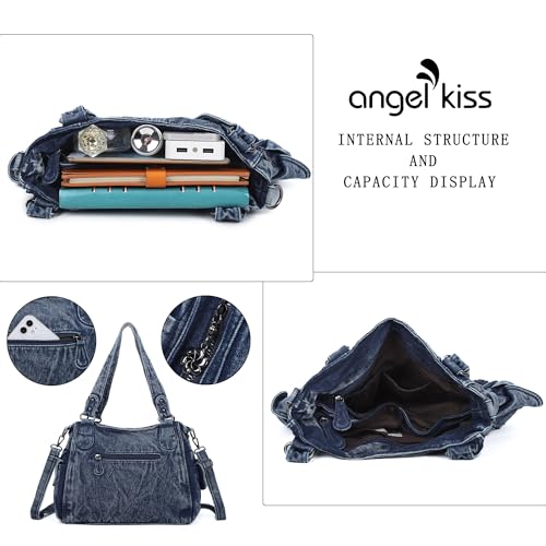 Image of Angel Kiss Handbags for Womens Top-Handle Hobo Purse Roomy Casual Shoulder Bags PU Tote Satchel Purse for Women