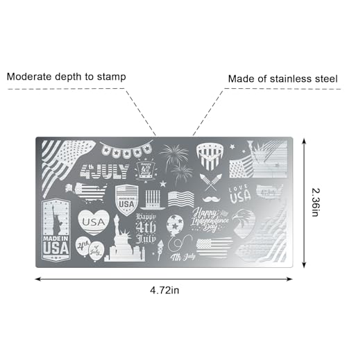 Habbiful 6 peças de placas de estampagem de unhas patrióticas placas de carimbo de arte de unha com