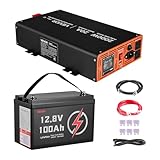 VEVOR Sump Pump Battery Bundle, 2000W, Backup System with 100 Ah LiFePO4 Battery, Auto Switches to Inverter for Sump Pump, Pure Sine Wave, LCD Display, for Basement Protection Emergency Power Outage