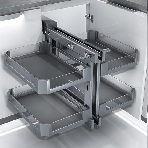 AKPHBKFG Pull Out Storage Rack Shelf with 4 Storage Baskets Extendable Cupboard Organiser Shelf for Home Kitchen Corner cabinet pull-out baskets Large capacity corner storage racks 900