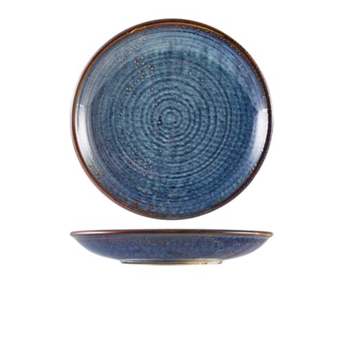 Genware Terra Porcelain, Aqua Blue, Deep Coupe Plate, 250mm, DC-PBL25, Pack of 6, 250mm Diameter, 40mm Height
